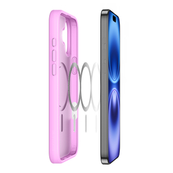 Прозрачный матовый чехол розового цвета и с MagSafe для iPhone 16 Plus, серия Yind Series от Dux Ducis