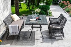 "Катания" обеденная группа плетеная на 4 персоны, цвет графит
