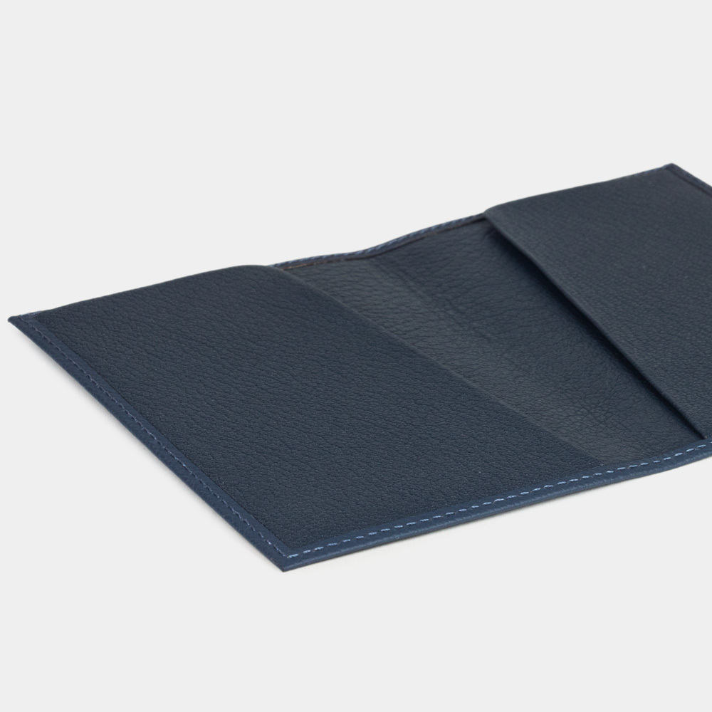 Кожаная обложка для паспорта, сафьяно темно-синего цвета