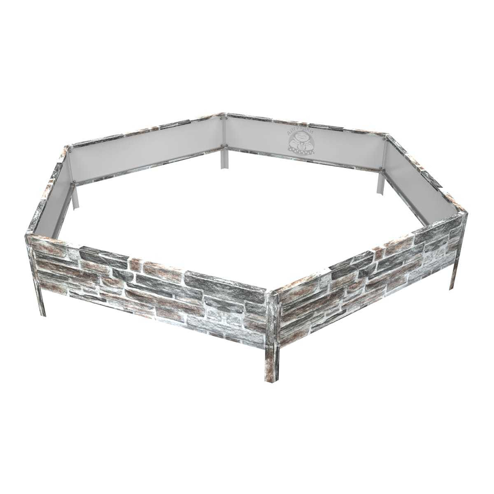 Клумба многоугольная оцинкованная с ножками 1 ярус Камень песчаник