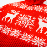 Шапка цветная с помпоном "Северные олени"