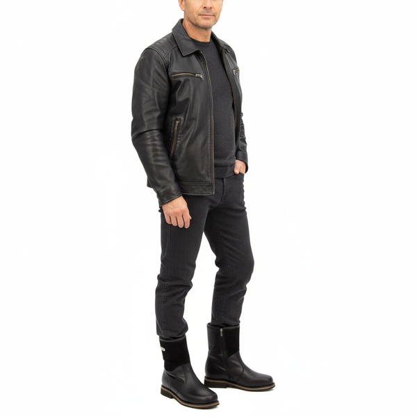 Унты укороченные мужские из кожи теленка и замши