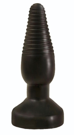 Чёрный анальный плаг с ребристой поверхностью - 14 см. (Цвет: черный)