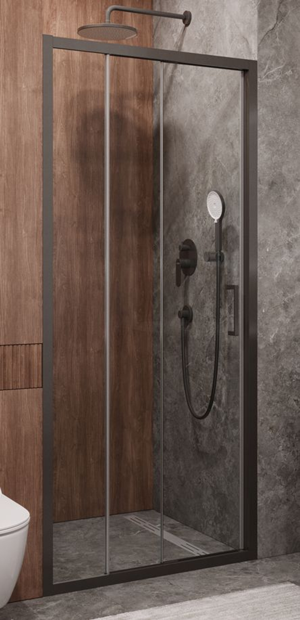 Душевая дверь CEZARES MOLVENO-BF-3-90-C-GM-IV, 90х195, профиль оружейная сталь, прозрачное стекло