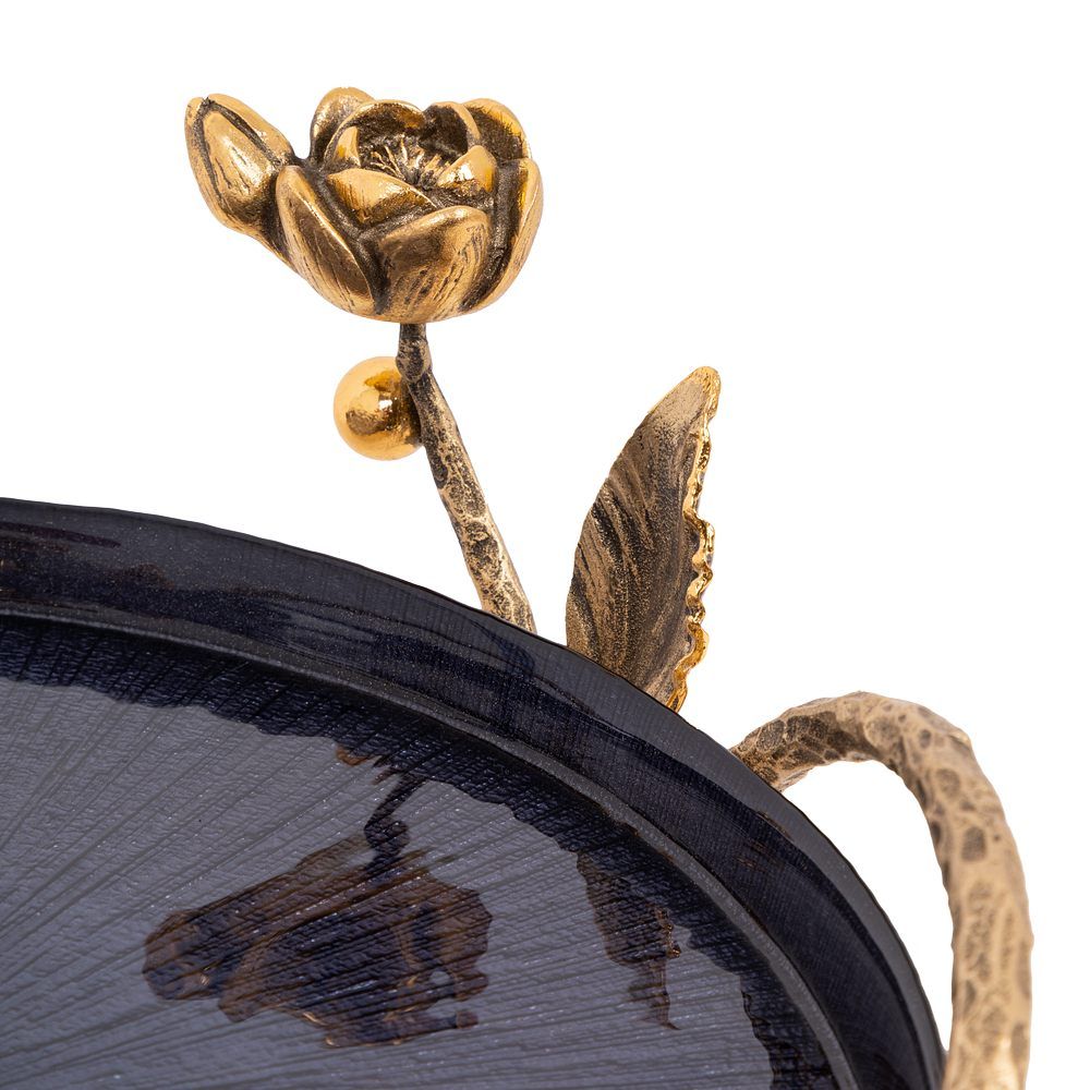 Фруктовница-конфетница Нимфея (поднос) Бронза Синий