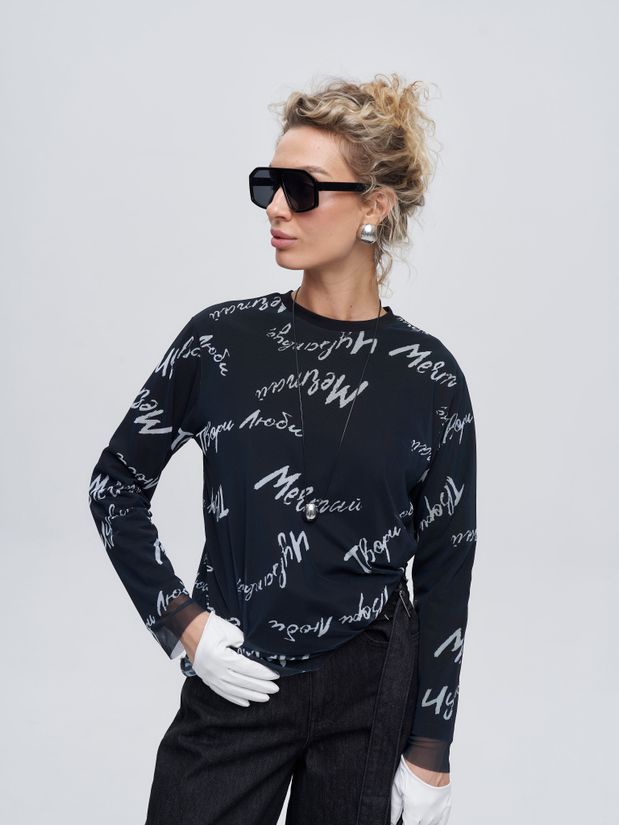 Лонгслив ТВОРИ двуслойный, черный