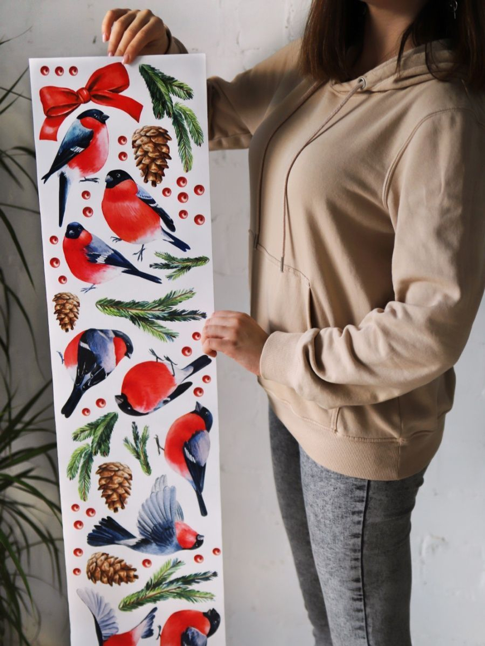 Новогодние наклейки стикеры на подарки, окна, декор для дома