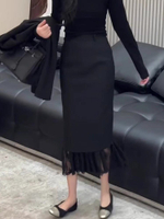 Чёрная юбка миди