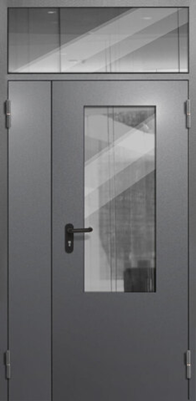 Полуторная входная дверь, нитроэмаль со стеклом - 1203