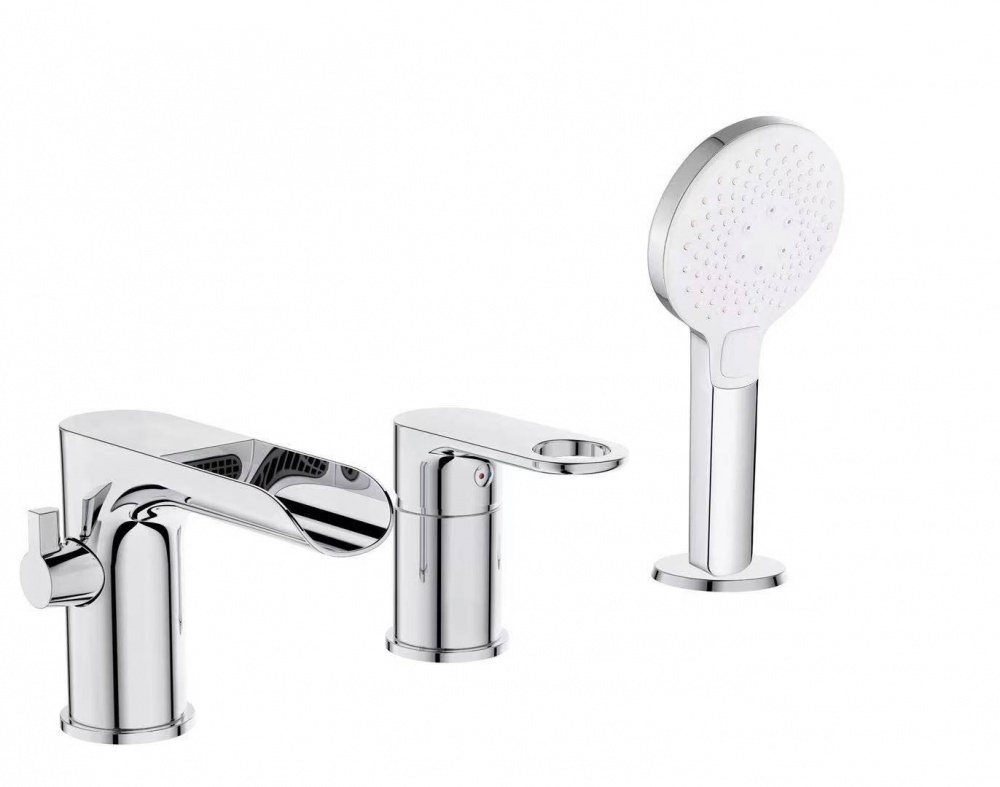 043533 Смеситель на борт ванны, водопад (3 отв.) ViEiR (8/1шт)