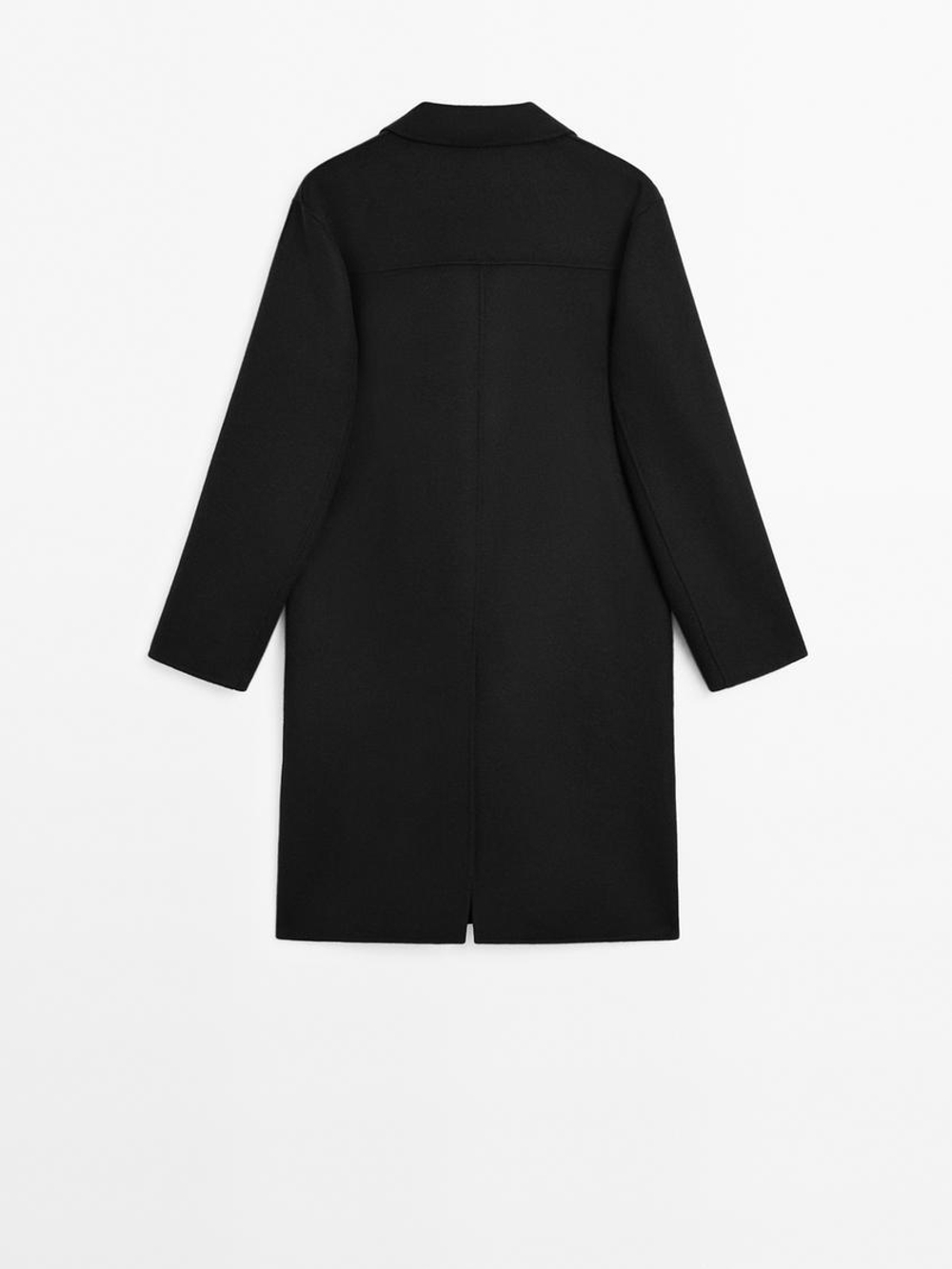 Massimo Dutti Длинное пальто из смесовой шерсти, чёрный