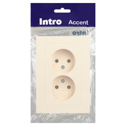 Розетка Intro Accent 6-204-02 2х2P, 16А-250В, IP20, СУ, AL/CU, слоновая кость