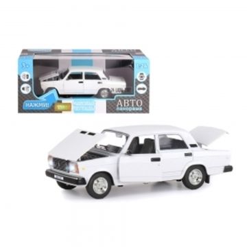 Модель машины ТМ АВТОПАНОРАМА 1/24 ВАЗ 2107, белый (свет, звук) JB1200157
