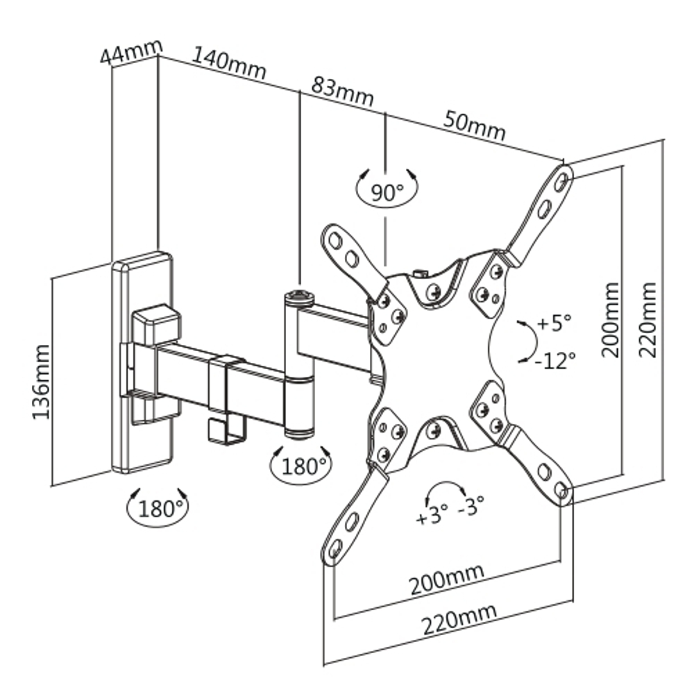 Кронштейн для телевизора наклонно-поворотный Ultramounts СПРУТОС 866W