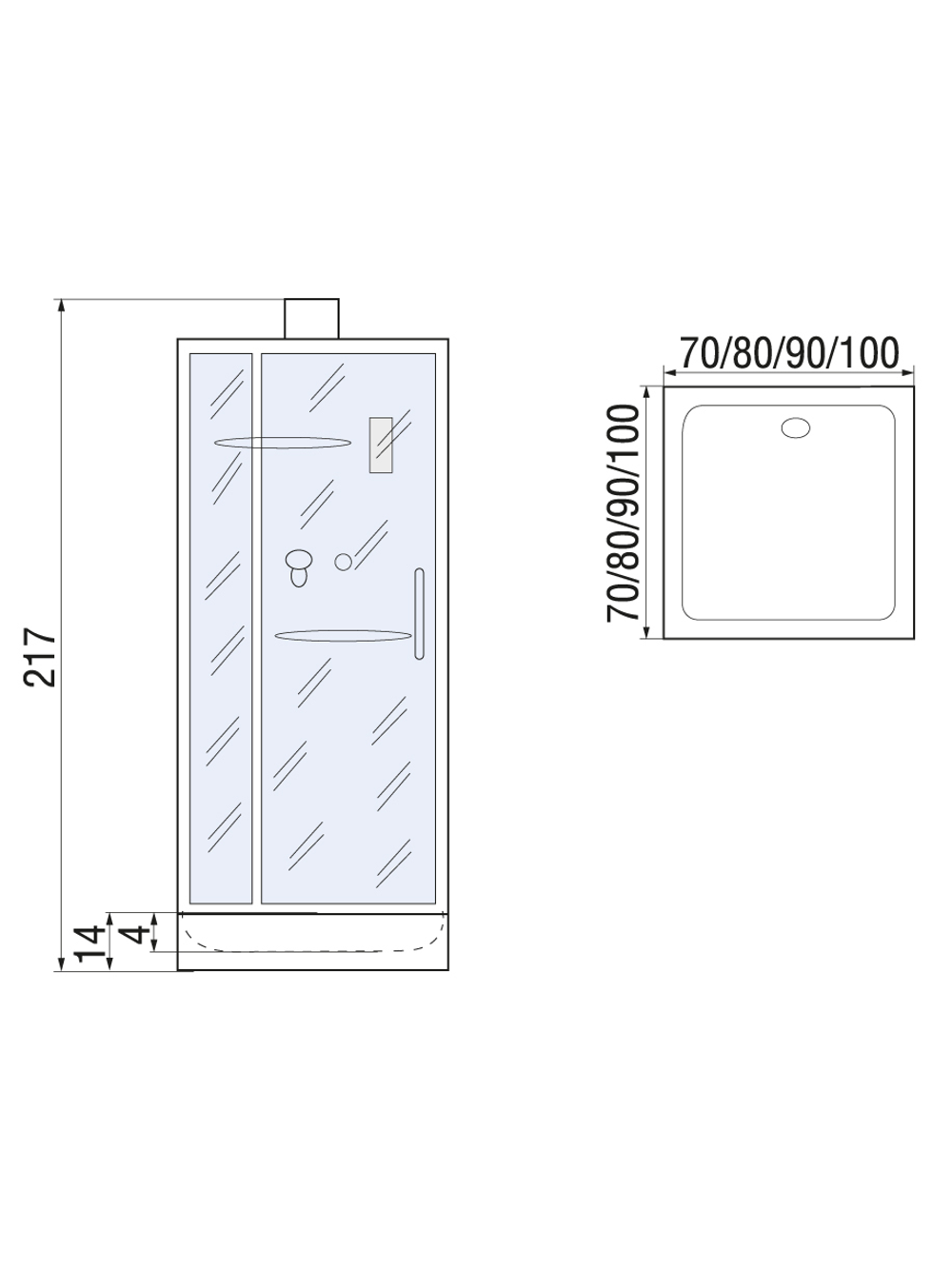 Душевая кабина RIVER TANA Б/К 90 MT 90х90х217 10000013910 Универсальная Квадратная