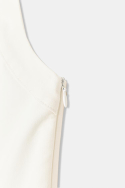 ZARA ПЛАТЬЕ ХАЛТЕР С РАСКЛЕШЕННОЙ ЮБКОЙ, ЖЕЛТОВАТО-БЕЛЫЙ