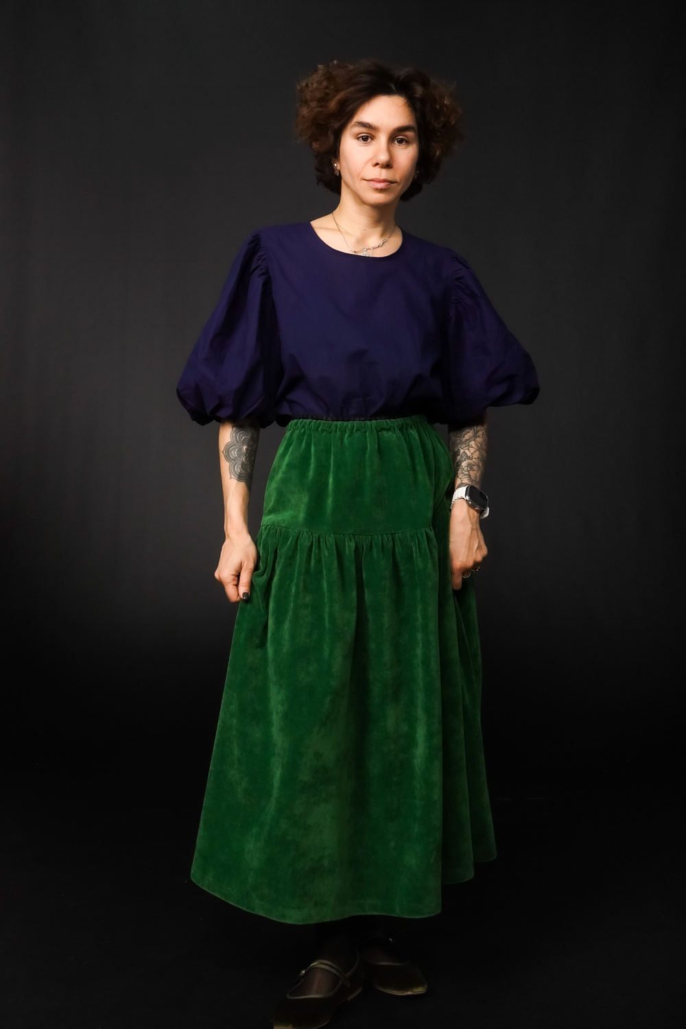 Юбка на кокетке из бархата, "12 месяцев"