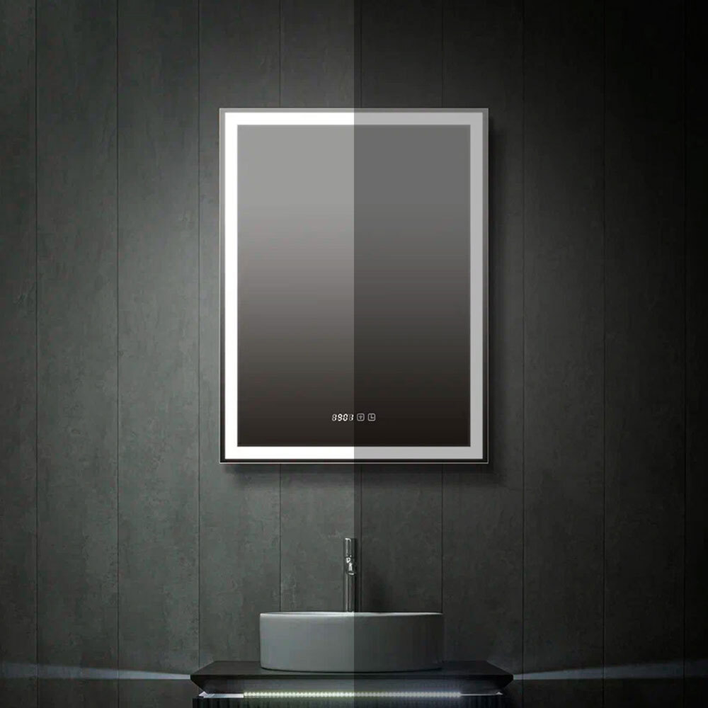 Зеркало-шкаф с подсветкой Эльба, 50x75 см (сенсорный выключатель, часы, правый, белый корпус)