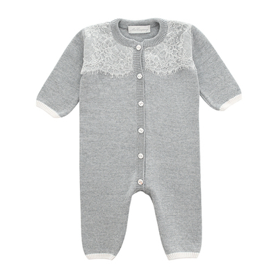 Комбинезон с кружевом из мериносовой шерсти (Серый)