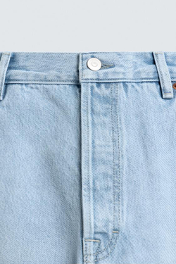 ZARA ДЖИНСЫ STRAIGHT FIT С РАЗРЕЗАМИ, ГОЛУБОЙ