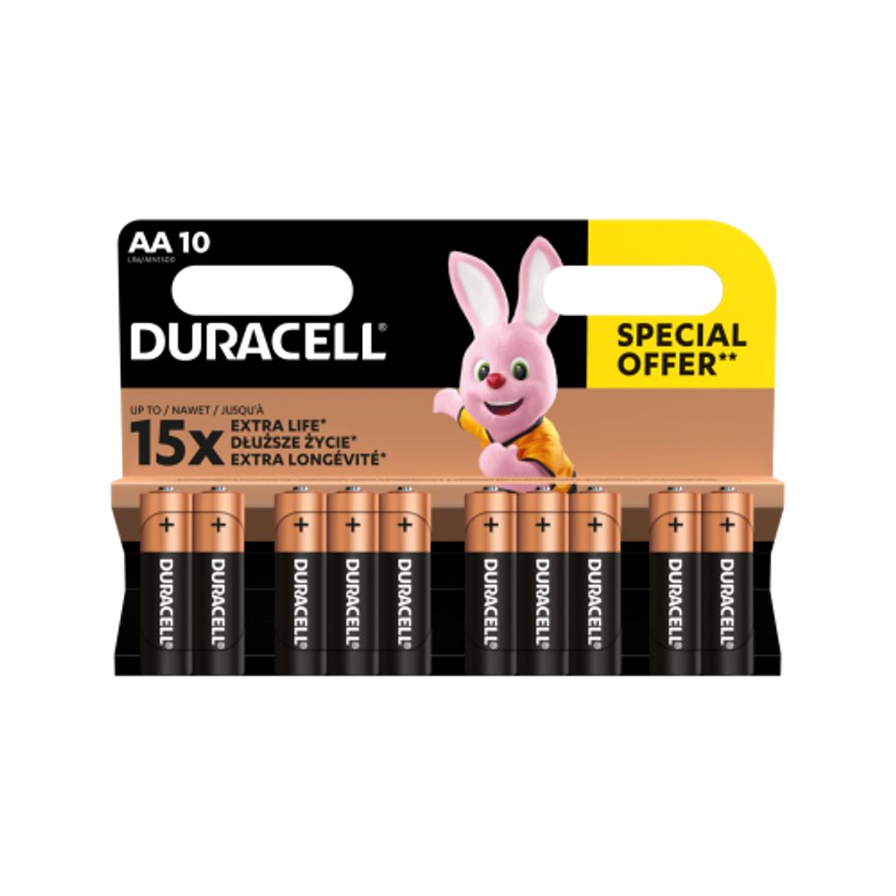 Батарейки Duracell 1027787 АА алкалиновые 1,5v 10 шт. LR6-10BL BASIC | Duracell
