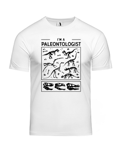 Футболка Я палеонтолог классическая прямая белая с черным рисунком