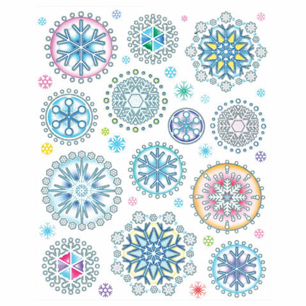 Украшение для окон и стекла ЗОЛОТАЯ СКАЗКА "Цветные снежинки 1", 30х38 см, ПВХ, 591219