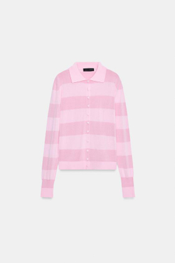 ZARA КАРДИГАН В ПОЛОСКУ, ЛИНЯЛЫЙ РОЗОВЫЙ