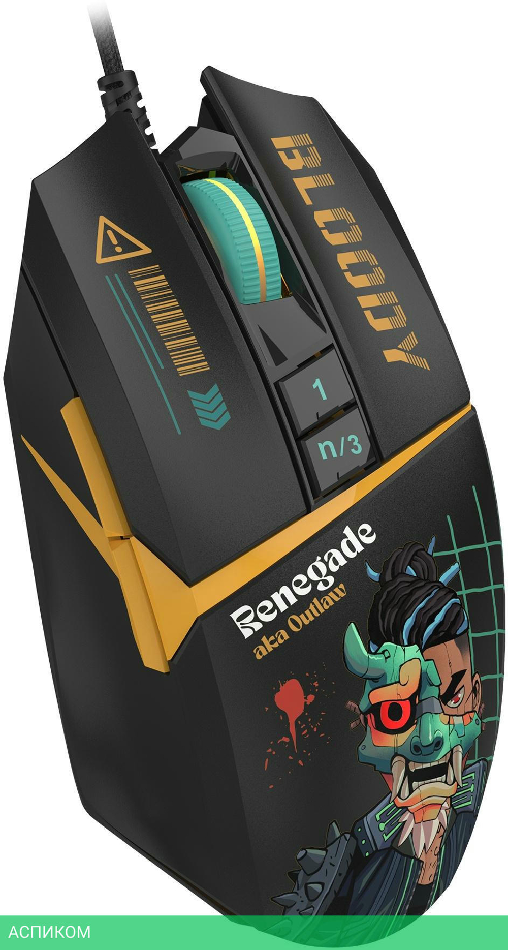 Мышь A4Tech Bloody W63 Max Renegade черный/рисунок