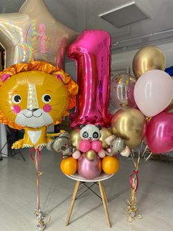 Набор воздушных шаров на годик девочке, Лев №2360