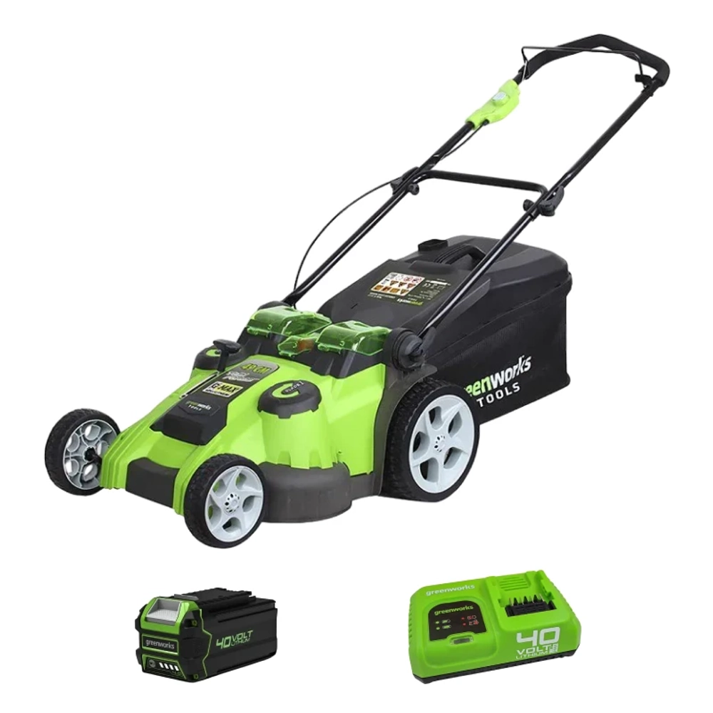 Аккумуляторная газонокосилка Greenworks G40LM49DBK4 40В (1 x 4 Ач, Быстрое ЗУ) нож 49 см, 2500207U4F