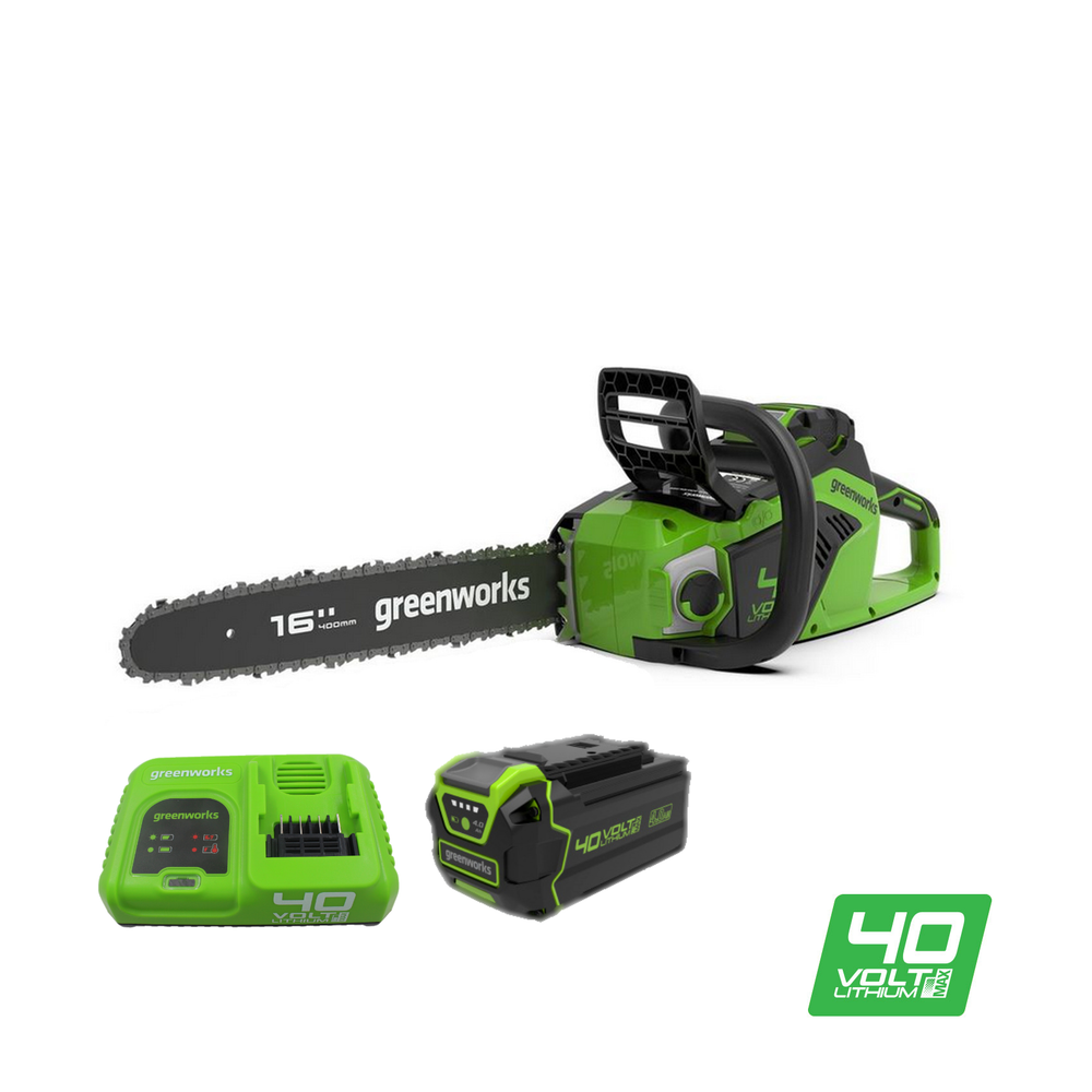 Аккумуляторная цепная пила Greenworks GD40CS18K5, 40v, 40 см, АКБ 5 А·ч и ,быстрымv ЗУ