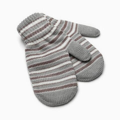 Варежки для мальчика двойные, серый с коричневым, р. 12/ 4529133 СНЕЖАНЬ, 1 шт.