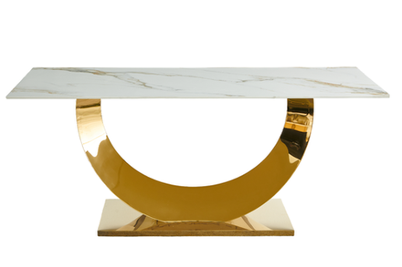 Стол обеденный Ist Casa Прайм, 180х90х76 см, жемчужный белый, золотой