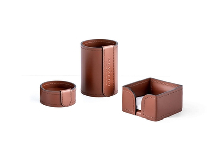 Канцелярский набор из кожи цвет каштан 3 предмета