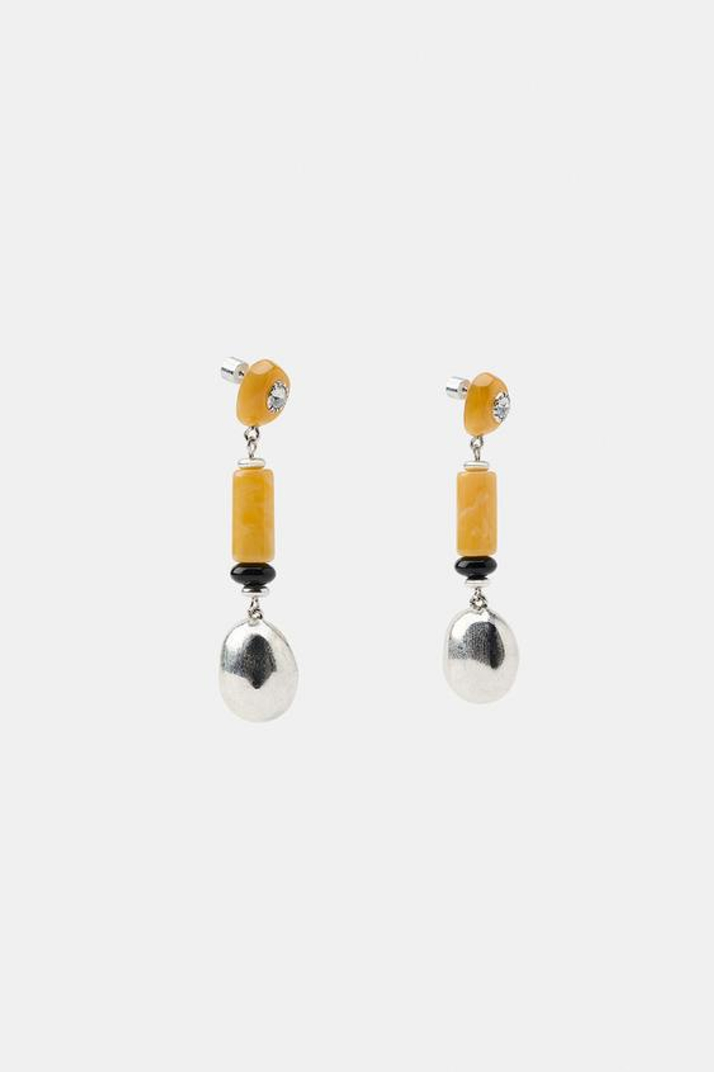ZARA СЕРЬГИ СО СМОЛОЙ, СЕРЕБРИСТЫЙ