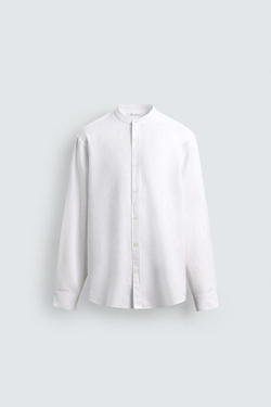 ZARА РУБАШКА RELAXED FIT ИЗ ЛЬНА И ХЛОПКА, БЕЛЫЙ