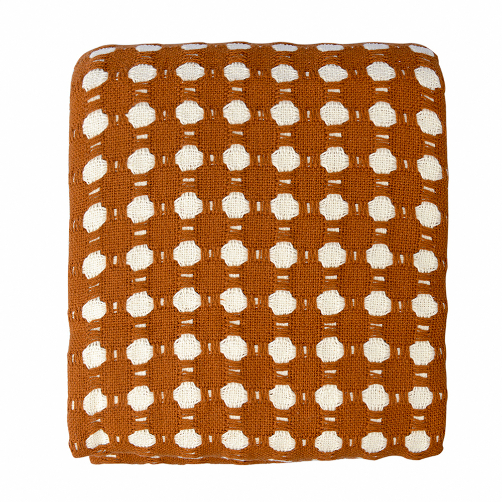 Покрывало из хлопка polka dots карамельного цвета из коллекции essential, 180х250 см