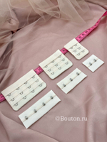 Застежка для бюстгальтера светло-бежевая 2 ряда 6 петель 2 крючка 3х5 см