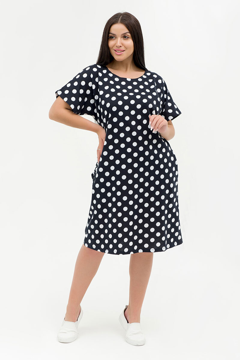 [m]Туника в горошек(штапель) ТН0008