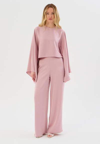 Брюки летние на резинке розовые