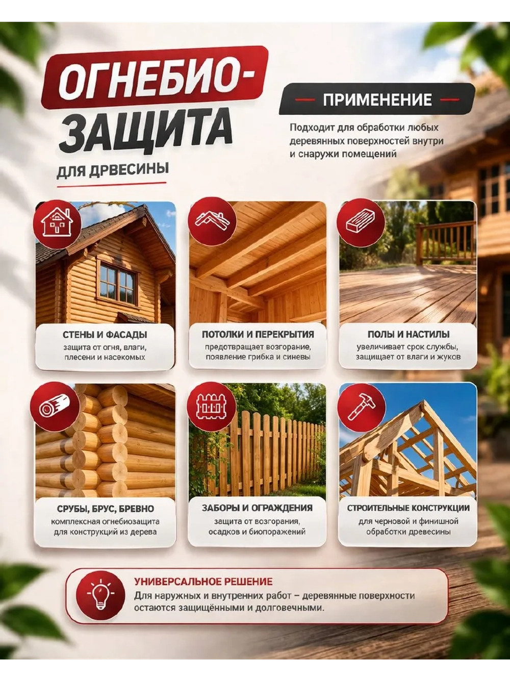 Огнебиозащита, Пропитка для дерева 10л.