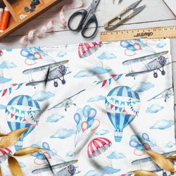 Ткань шелк Армани самолеты и воздушные шары