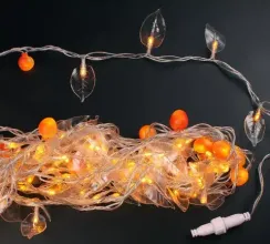 Светодиодная гирлянда декор-флора 10 м., 220V, 100 желтых LED ламп, прозрачный ПВХ провод, Rich LED (RL-S1T10C-T/Y)