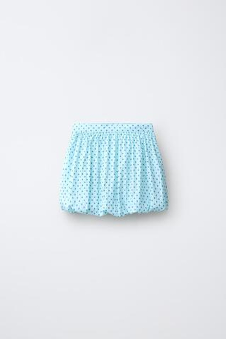 ZARA ЮБКА ОБЪЕМНОГО КРОЯ В ГОРОШЕК, ГОЛУБОЙ