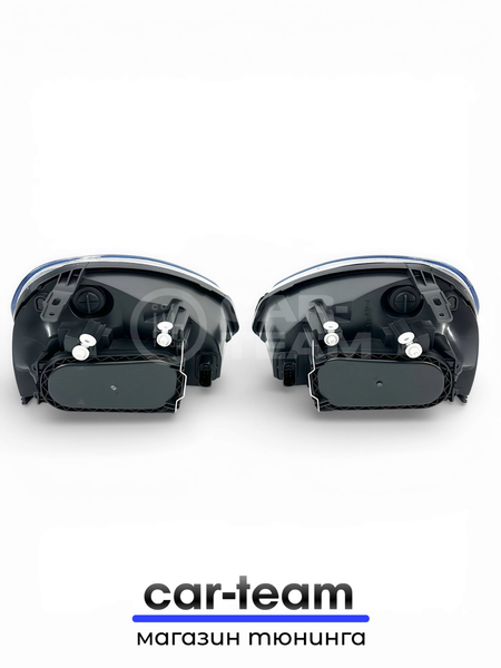 Фары на Лада Приора 2 (21704, 21724) передние с Bi LED модулями 2.5 дюйма, хром маска (под ключ)
