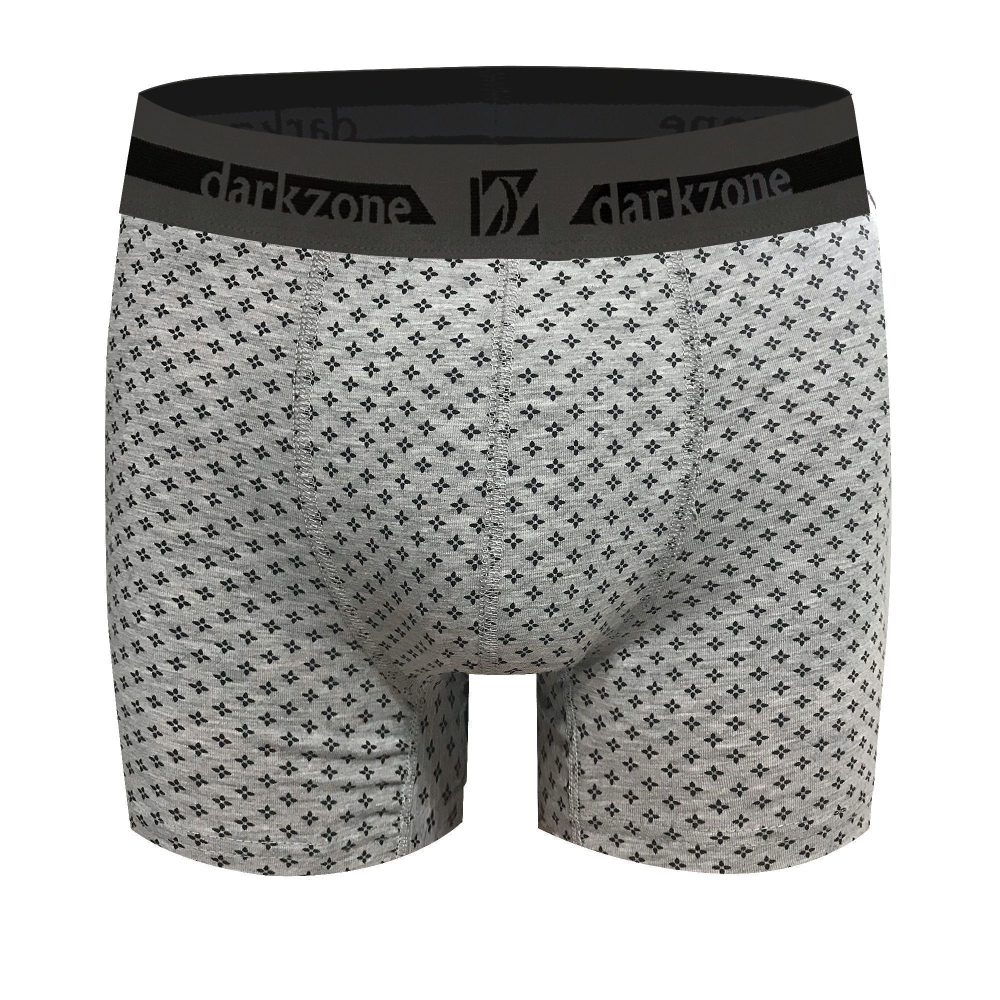 Серые меланжевые трусы-боксеры с принтом (Размер: M) (Цвет: серый)