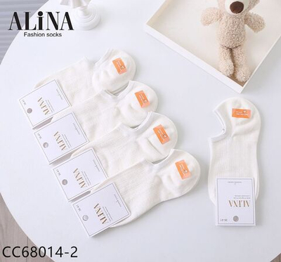 Носки женские короткие из хлопка в сеточку белого цвета 10 шт.