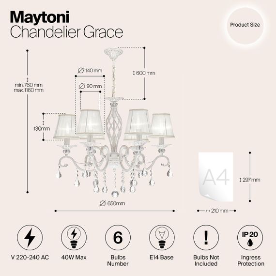 Подвесная люстра Maytoni Grace ARM247-06-G