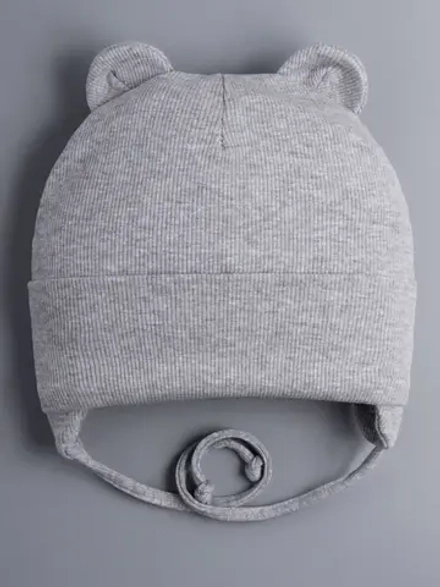 Шапка детская с ушками на завязках на осень